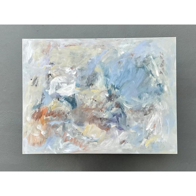 Wood Vintage Abstract Oil Painting on Canvas For Sale - Image 7 of 10