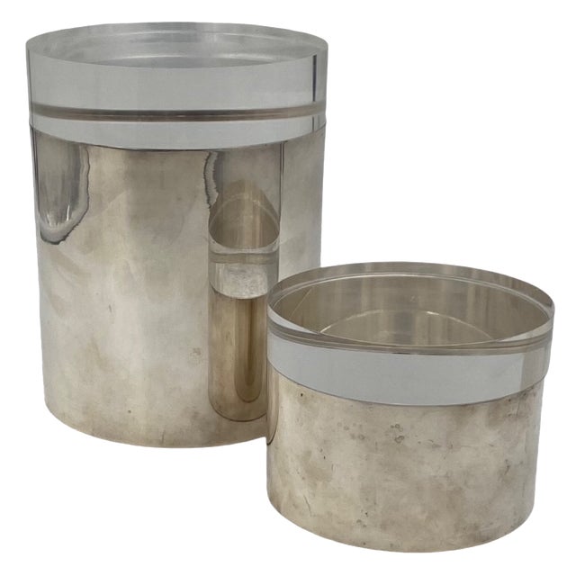 Modern Acrylic and Silver-Plated Boxes from Mellerio Paris, 1970s, Set of 2 For Sale