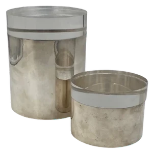Modern Acrylic and Silver-Plated Boxes from Mellerio Paris, 1970s, Set of 2