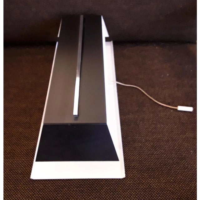 Vintage Wall Lamp with White Fins & Black Metal Cover with Chrome Trim & Pull, 1960s For Sale - Image 3 of 5