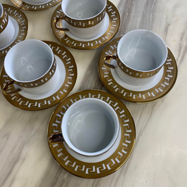 Vintage Gilded Porcelain Greek Key Coffee Service Set- 13 Pieces For Sale In Los Angeles - Image 6 of 7