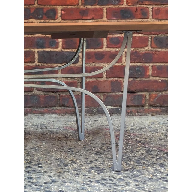 Brown Custom Walnut & Metal Racetrack Coffee Table For Sale - Image 8 of 12