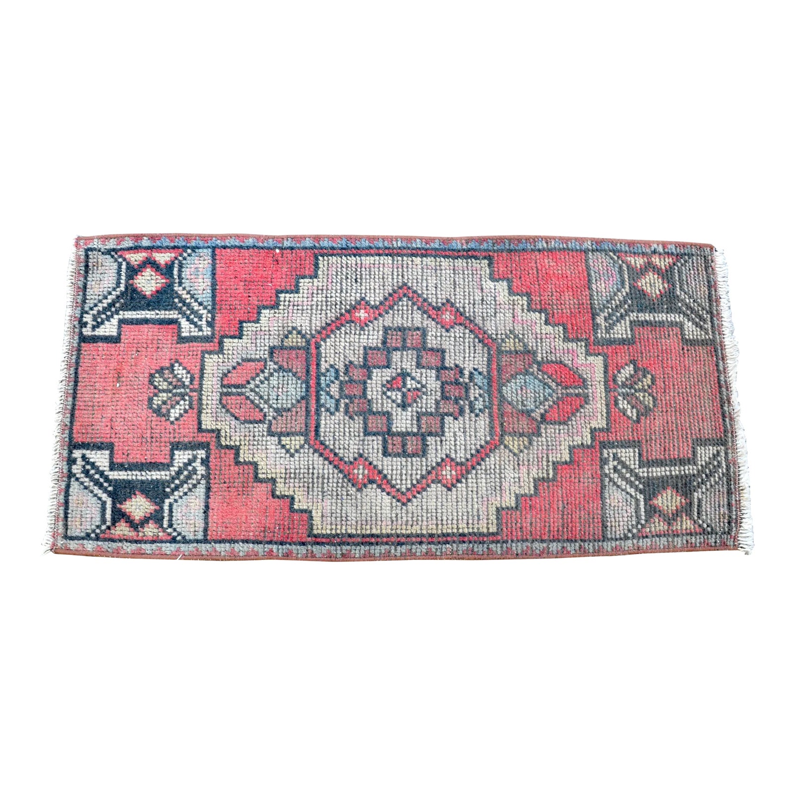 1960s Vintage Pale Red Boho Style Rug | Chairish