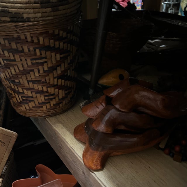 Up for consideration is a beautiful vintage trio of wooden offering hand bowls. These would look lovely as a set or spread...