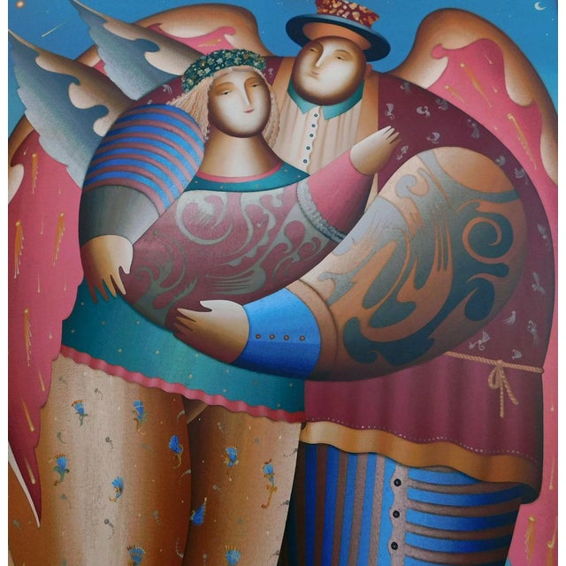 Textile Anton Arkhipov Enamored Original Russian Painting With Custom Frame Art Artwork For Sale - Image 7 of 11