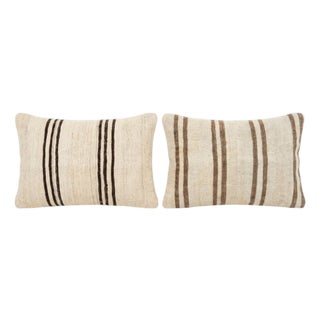 Bohemian Lumbar Kilim Pillow Cover 16'' X 24'' - Set of Two For Sale