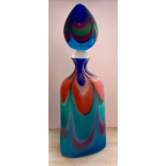 Cenedese Oversized 25" Signed Cenedese Murano Scavo Art Glass Perfume Bottle, 1990 For Sale - Image 4 of 10