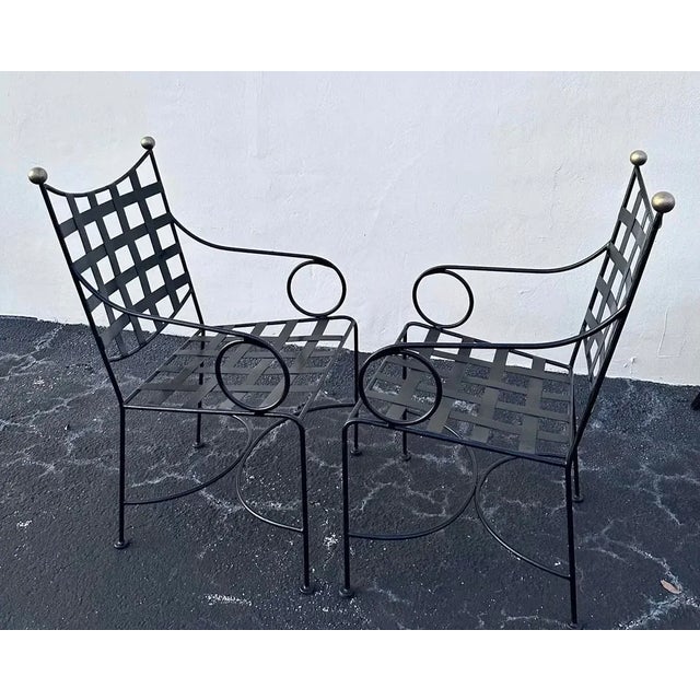 Mid 20th Century Mario Papperzini Style Iron & Bronze Garden Dining Chairs- Set of 4 For Sale - Image 9 of 9