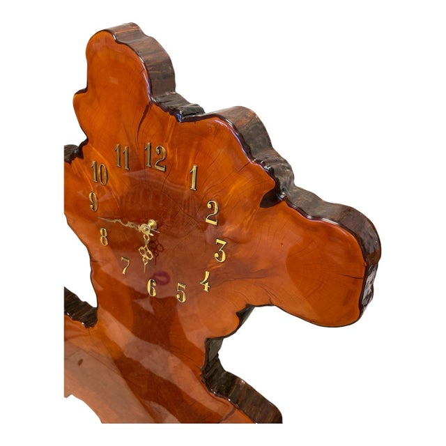 Wood Vintage Sculptural Live-Edge Wood Wall Clock With Organic Tree Form For Sale - Image 7 of 11