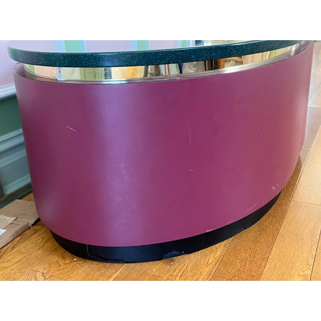 Mid-Century Modern 1980 Mauve Pink Coffee Table With Granite Green Stone For Sale - Image 3 of 10