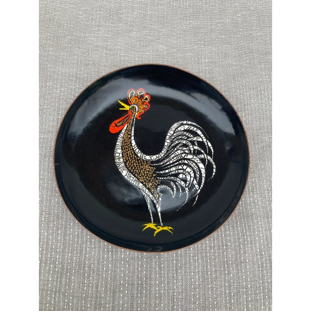 Mid 20th Century Mid Century Copper Enamel Rooster Catchall For Sale - Image 5 of 11