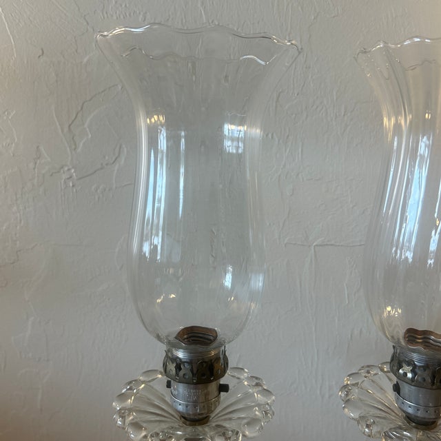 Mid 20th Century Mid 20th Century Art Deco Pressed Glass Vanity Bedside Table Lamps - Set of 2 For Sale - Image 5 of 10