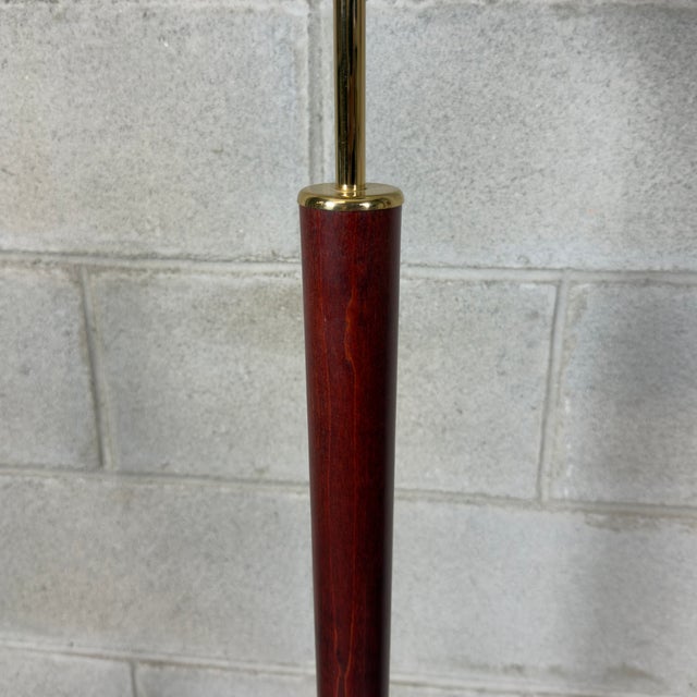 Wood Eglo Floor Lamp in Wood and Brass For Sale - Image 7 of 11