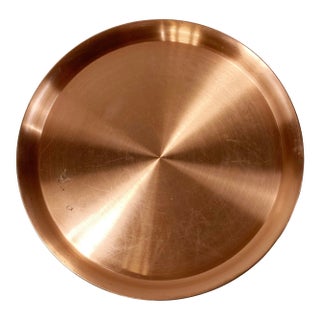 Vintage Large Round Copper Serving Tray For Sale