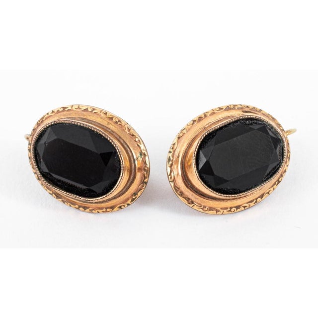 Contemporary 14k Gold & Black Onyx Earrings For Sale - Image 3 of 6