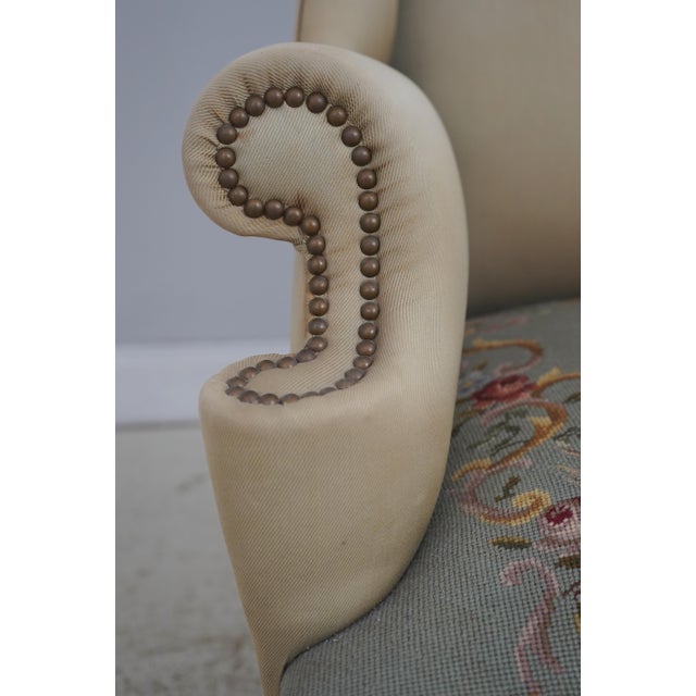 Antique Chippendale Mahogany Wing Chair W. Needlepoint For Sale - Image 14 of 18