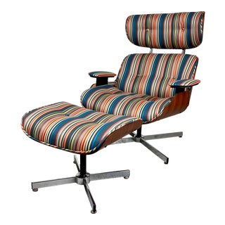 Mid Century Modern Restored Eames Style Lounge Chair & Ottoman by Selig For Sale