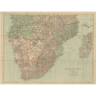 Antique Map of British South Africa, 1920s For Sale