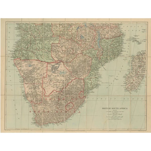 Antique Map of British South Africa, 1920s For Sale