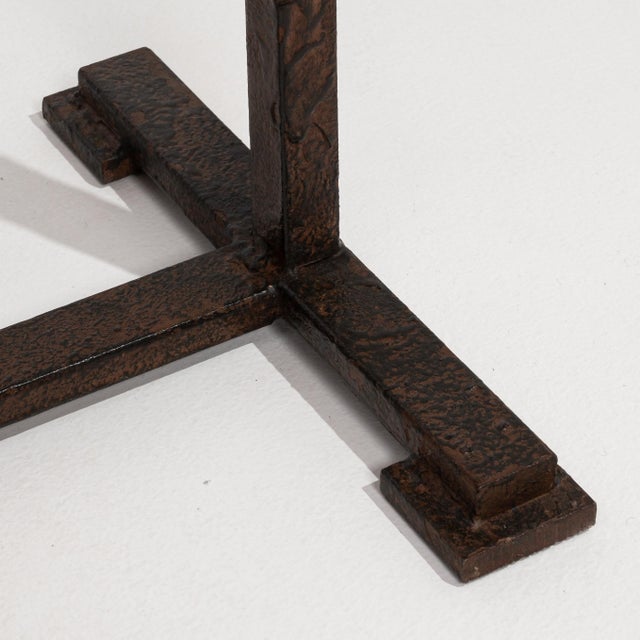 1970s Pair Of Oak Side Tables With Iron Base For Sale - Image 4 of 15