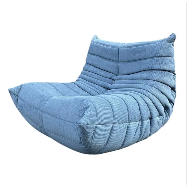 Togo Lounge Chair in Light Blue Corduroy by Michel Ducaroy for Ligne Roset For Sale - Image 10 of 10