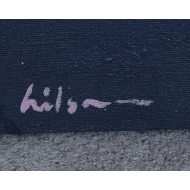 Navy Blue 1995 “86 Decibels” Abstract Acrylic on Canvas Painting by Harry Hilson For Sale - Image 8 of 8