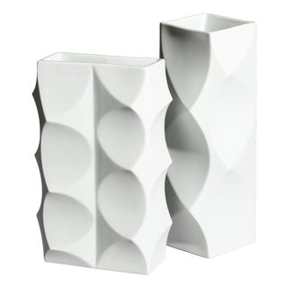 Archais Relief Bisque Porcelain Vases by Heinrich Fuchs for Lorenz Hutschenreuther, 1960s, Set of 2 For Sale