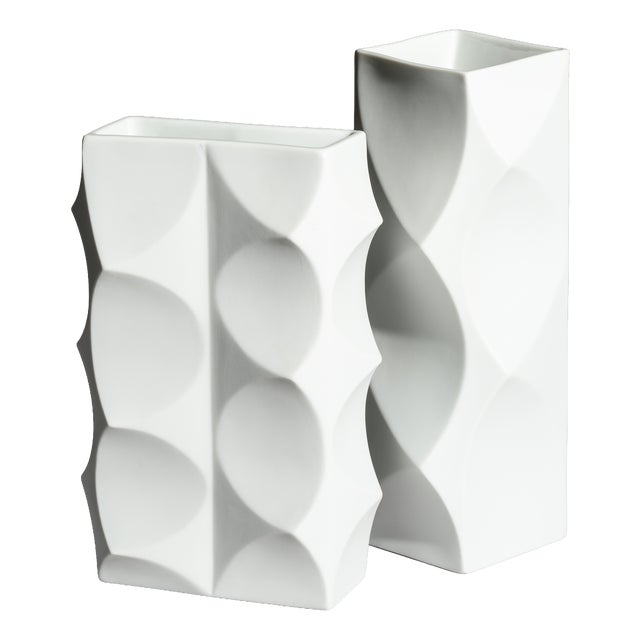 Archais Relief Bisque Porcelain Vases by Heinrich Fuchs for Lorenz Hutschenreuther, 1960s, Set of 2 For Sale