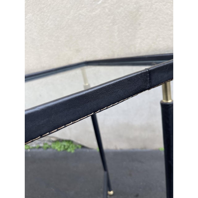 Stitched Leather Side Table by Jules Leleu, 1950s For Sale - Image 7 of 11
