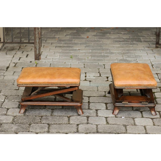 Pair of English Wooden Metamorphic Footstools with Leather Tops, circa 1860 For Sale - Image 9 of 12