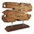 Contemporary Hand-Carved Abstract Wood Sculpture on Metal & Wood Pedestal Base For Sale