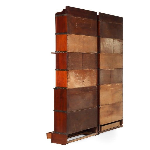 Pr Globe Wernicke Mahogany 6-Stack Step-Back 1-Drawer Barrister Bookcases C1920, 2 Pieces For Sale - Image 11 of 16