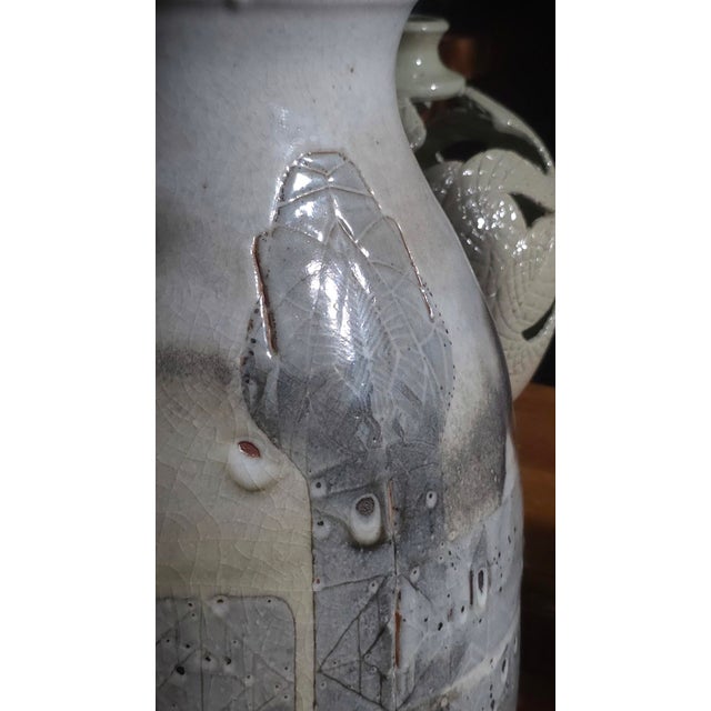 Early 21st Century Coiled by Ty Brookhart | High fired stoneware vase with shino glaze and textured surface For Sale - Image 5 of 5