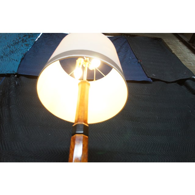 Antique Art Deco Swedish Grace Period Ebonized Burl Wood Floor Lamp 69" For Sale - Image 6 of 17