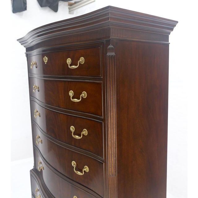 Chippendale Drexel Mahogany 8 Drawers 6' Tall Brass Pull High Boy Chest Dresser MINT For Sale - Image 3 of 14