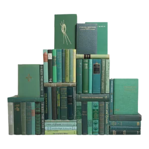 Decorative Books - Vintage Boxwood Book Wall - Set of 50 Green Books