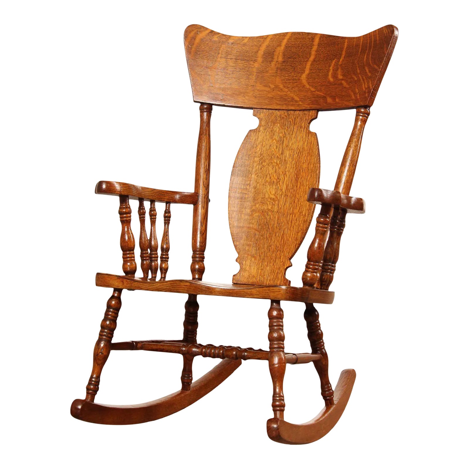 Antique Victorian Oak Child's Miniature Rocker | Chairish