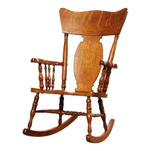 Antique Victorian Oak Child's Miniature Rocker