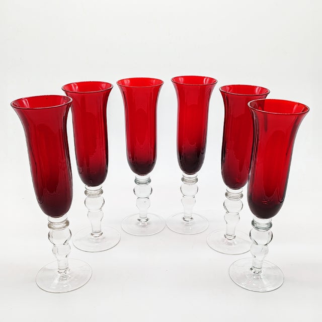 Ruby Glasses in Murano Glass, 1960s, Set of 6 For Sale - Image 4 of 8