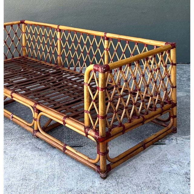 Vintage Trellis Rattan Sofa For Sale - Image 9 of 17