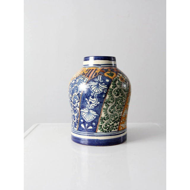 Vintage Talavera Pottery Style Vase For Sale - Image 4 of 9