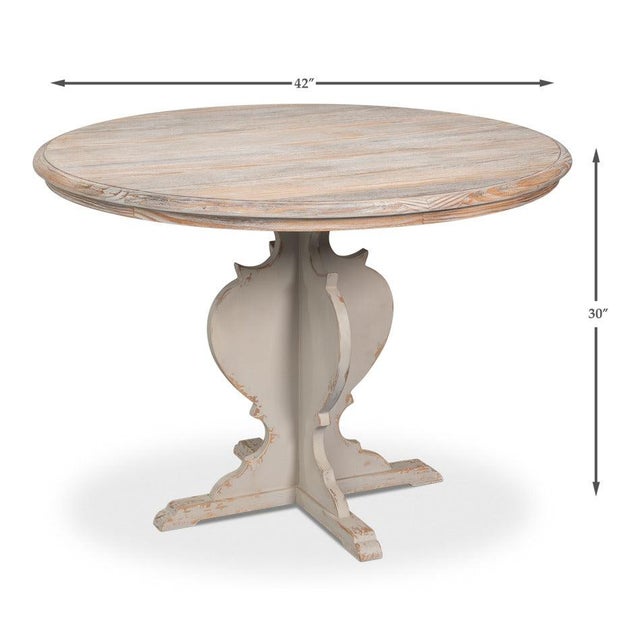 Antiqued Bistro Table with Scrolled Pedestal, 42 Inch For Sale - Image 12 of 12