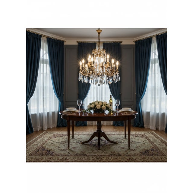 Large Florentine Tole Chandelier with Murano Glass Flowers, Italy, 1950s For Sale - Image 4 of 18