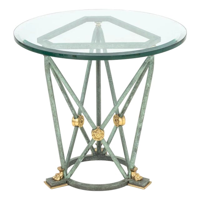 Empire Style Patinated & Gilt Metal Lamp Table For Sale
