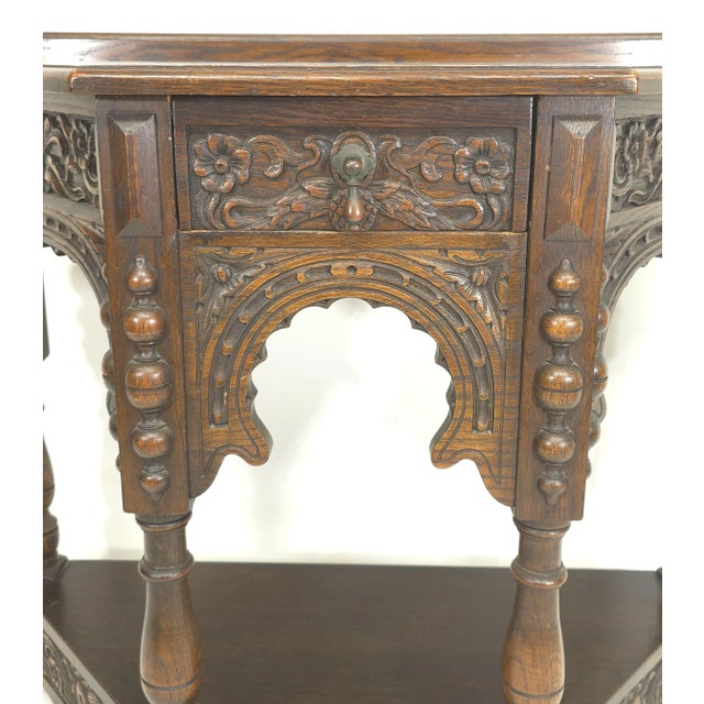 Baroque Style Hand Carved Oak Accent Table For Sale - Image 4 of 11