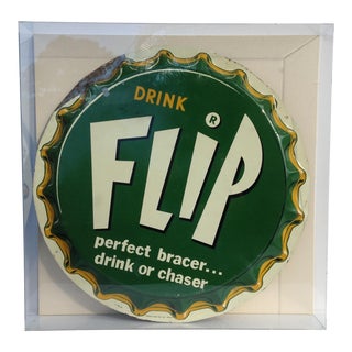 Vintage Enameled "Flip" Drink Pop Top Diner Sign For Sale