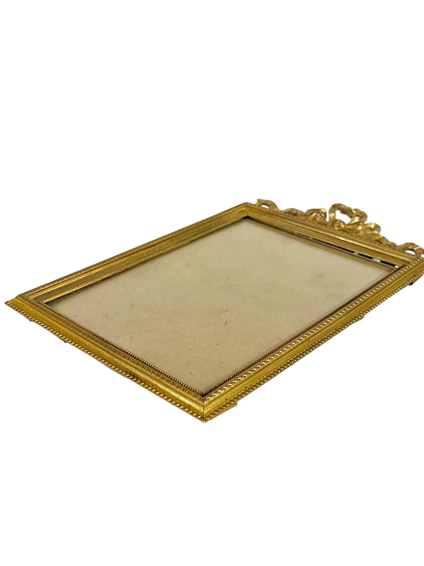 Antique Louis XVI Style Gilt Bronze Ribbon Frame | Chairish
