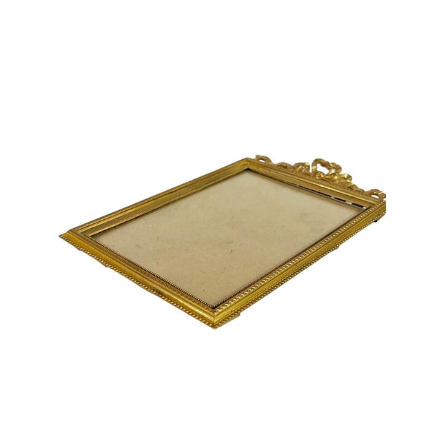 French Antique Louis XVI Style Gilt Bronze Ribbon Frame For Sale - Image 3 of 5