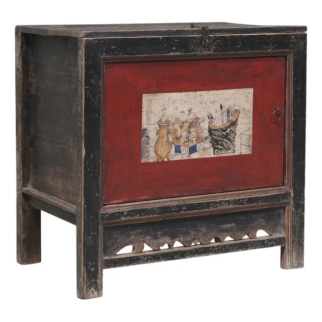 Small Painted Gansu Cabinet, 1920s For Sale