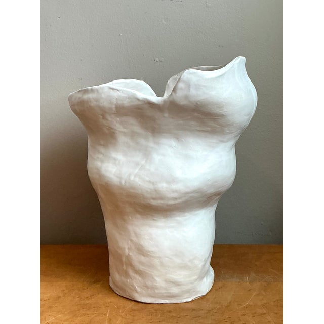Ceramic Vintage Biomorphic Sculptural White Ceramic Vase For Sale - Image 7 of 14